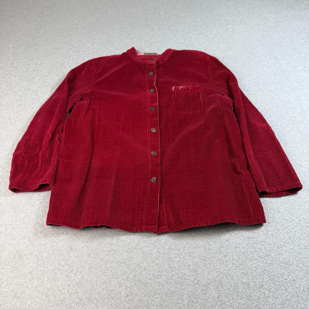 Nordstrom Shirt Women L Petite Red Corduroy Button Jacket Boho Shacket Lagenlook